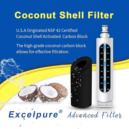 EXCELPURE 4396508 Refrigerator Water Filter Replacement for Whirlpool EDR5RXD1, 4396510, KitchenAid 4392857, EveryDrop FILTER 5, Kenmore 9010, NL240 LC400V WF285 R-9010 WF-NL300 WSW-1, RWF0500A, 3PACK