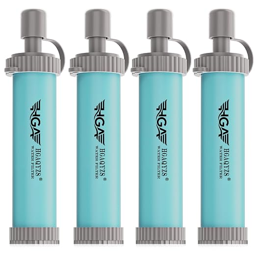 4 Packs of Water Filter Straws, Portable Personal Water Filtration System, Ultrafiltration Water Purifier, Emergency Preparedness for Camping, Hiking, Drinking, Travel, Hunting, and Family Outings