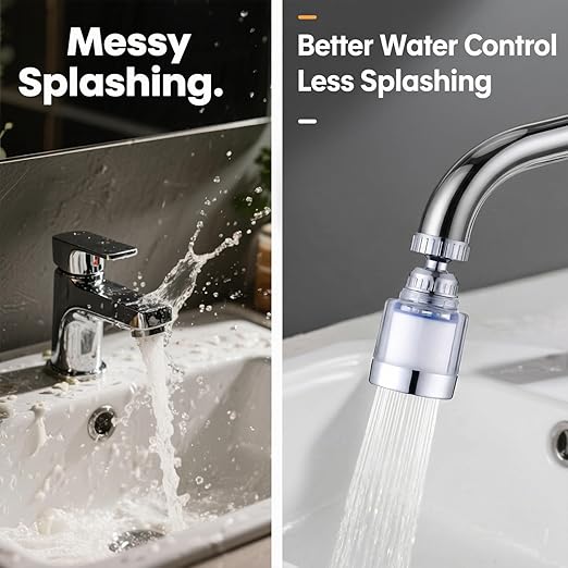 YOTAN 2 Pcs of Sink Water Filter Faucet and 5 Filter Elements Set, Sink Faucet Filter 360°Rotating, Bathroom Faucet Filter Removes Visible Sediment Hard Water, Easy Install, for Bathroom Kitchen Sink