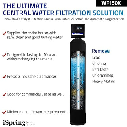 iSpring WF150K Whole House Central Water Filtration System with Set and Forget Smart Valve, Up to 10 Years
