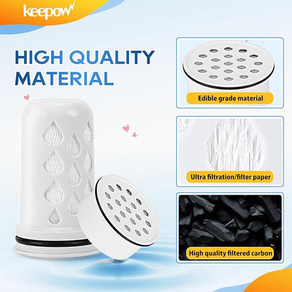 KEEPOW Water Filter Replacement for Lifestraw Home Dispenser | 18 C/Glass 7 C/Plasti 10 C/Plastic Pitcher 7 C, 6 Activated Carbon + Ion Exchange Filter & 1 Membrane Micro Filter