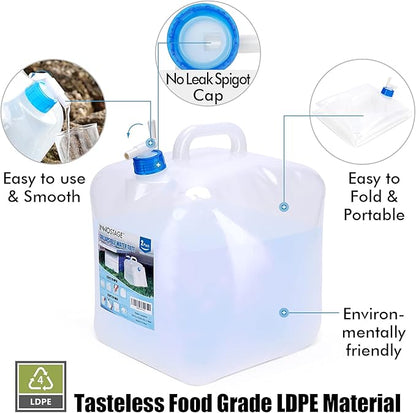 INNO STAGE 2 Pack Collapsible Water Container 2.6 Gallon with Spigot, Camping Water Storage Carrier Jug for Outdoors