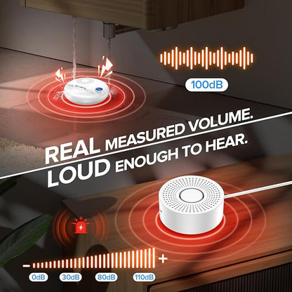 Nuleto WiFi Water Leak Detector 1s,Water Detectors & Alarms,Water Leak Sensor with SMS,Phone Call,APP Push,492ft for Home,Basement,Kitchen,5 Pack,2.4G WiFi Only