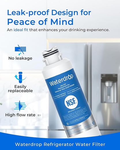 Waterdrop DA29-00020B Refrigerator Water Filter, Replacement for Samsung® HAF-CIN/EXP, DA29-00020A/B, DA29-00020B-1, RF263BEAESR, RF28HMEDBSR, RF263TEAESG, RF4287HARS, 3 Filters