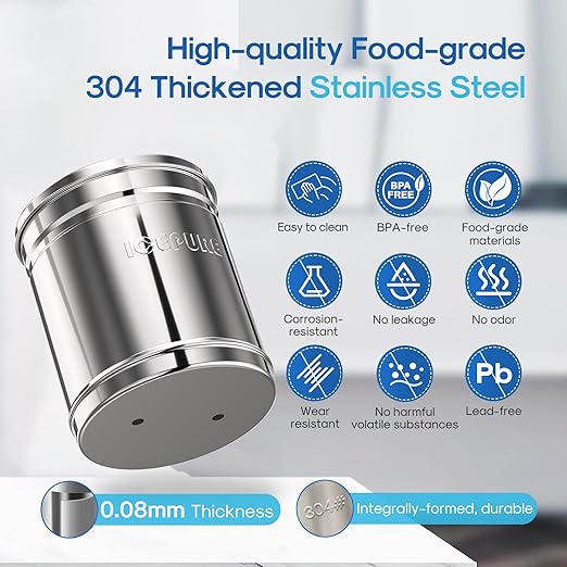 ICEPURE 2.25G Gravity-fed Water Filter System with Sight Glass Spigot, 304 Stainless Steel Countertop System, 2 Black Carbon Filters and Stand, Reduce 99% Chlorine, Lead for Home, Camping, Emergencies