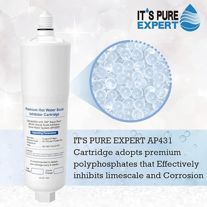 IT'S PURE EXPERT AP431 AP430SS Cartridge, Replacement for Aqua-Pure Whole House Scale Inhibition Inline Water System，Prevent Scale Build Up On Hot Water Heaters, Pipes and Boilers，1 Pack