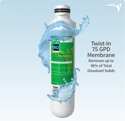 Aquatic Life Twist-In Reverse Osmosis Aquarium Water Filter Replacement Cartridge Pack, Includes 75 GPD Membrane, Sediment, Carbon Block and Deionization DI Filters for 3 and 4-Stage RO/DI System