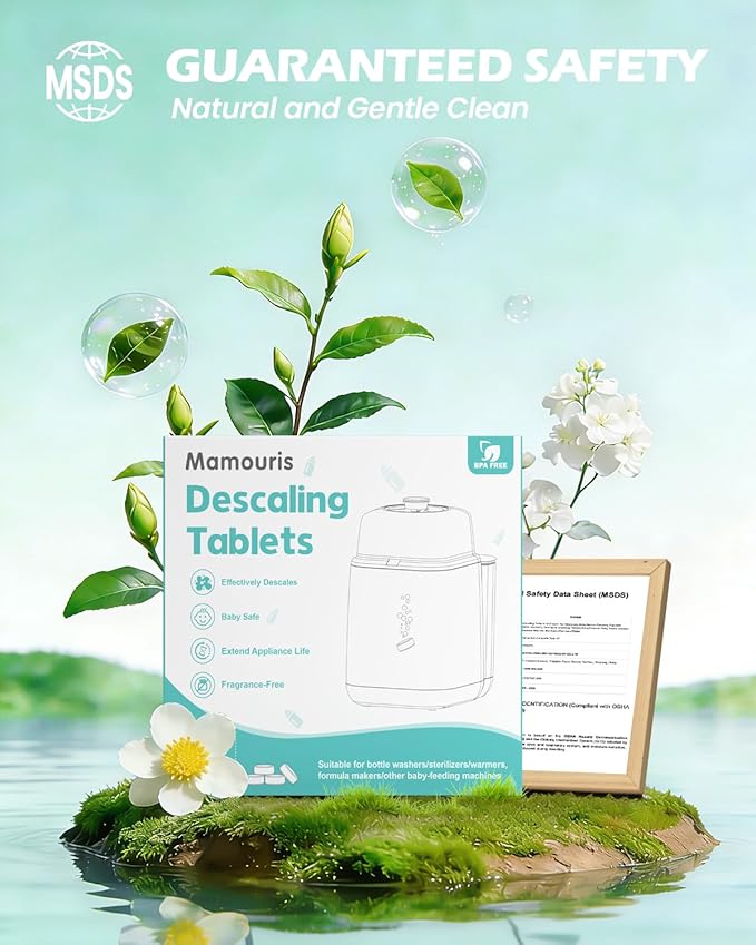 Descaling Tablets for Baby Bottle Washer, Compatible with Baby Brezza, Momcozy, Papablic Bottle Washer, Warmer, Sterilizer & Formula Maker, 24 Count Detergent Tablets