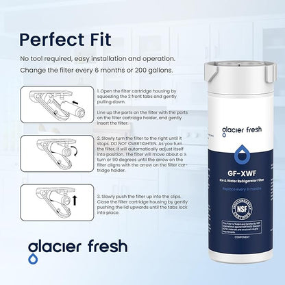 GLACIER FRESH XWF Replacement for GE XWF Refrigerator Water Filter Pack of 3 (Not XWFE)