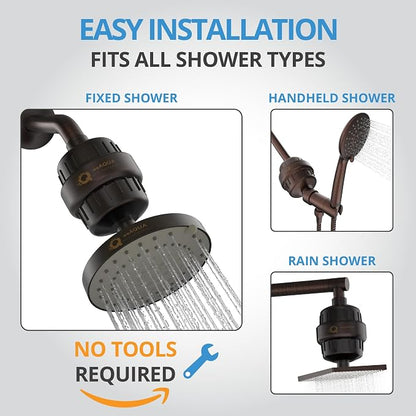 weAQUA Heavy Duty NO BS Shower Filter with Extra Replacement Cartridge – 99% Removal for Hard Water, Chlorine, Fluoride, Heavy Metals, Micro-Life, Organics and More
