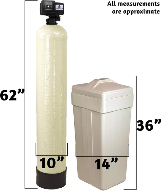 AFWFilters 1.5 Cubic Foot (48k) Whole Home Iron Pro Water Softener with Fine Mesh Resin, 3/4" Plastic MNPT Connection, and Almond Tanks