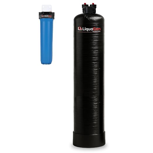LiquaGen Salt-Free Water Conditioner with Carbon/KDF Pre-Filter | Whole House Anti-Scale System | Reduces Mineral Build-Up | Eco-Friendly, Low Maintenance Water Softener Alternative (20 GPM)