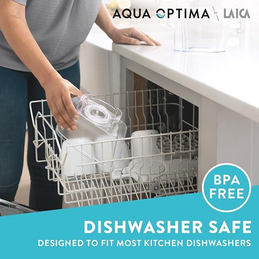 Aqua Optima Liscia Water Filter Jug & 1 x 30 Day Evolve+ Filter Cartridge, 2.5 Litre Capacity, for Reduction of Microplastics, Chlorine, Limescale and Impurities, White (Packing May Vary)