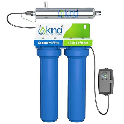 Whole House Salt Free Water Softener Alternative with UV Light - Filters Dirt, Sand, and Debris - Protects Plumbing and Appliances from Hard Water Scale - Easy Installation - Zero Water Waste