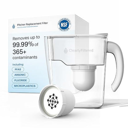 Clearly Filtered Water Pitcher with Filter + Additional Replacement Filter