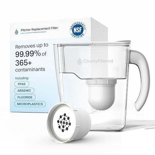 Clearly Filtered Water Pitcher with Filter + Additional Replacement Filter