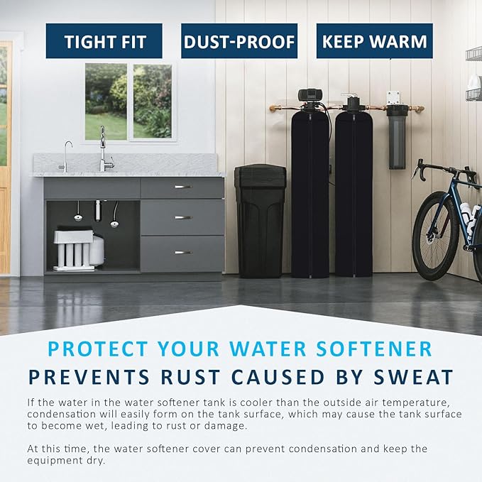 Water Softener Tank Jacket 10x52 Inch – 4mm Insulated Neoprene Cover to Prevent Sweating, Outdoor Water Softener Protector for Basement or Garage, Heavy-Duty Zippered Slip-On Design