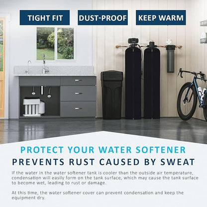 Water Softener Tank Jacket 13x54 Inch – 4mm Insulated Neoprene Cover to Prevent Sweating, Outdoor Water Softener Protector for Basement or Garage, Heavy-Duty Zippered Slip-On Design