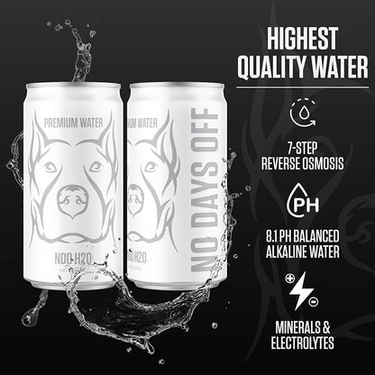 NO DAYS OFF Premium Water - 24 Pack, 8.4 fl oz, Still - 8.1 pH Alkaline Water, Ultra-Purified Reverse Osmosis with Electrolytes & Minerals - Calcium, Magnesium, Potassium - On-the-Go and Bulk Size