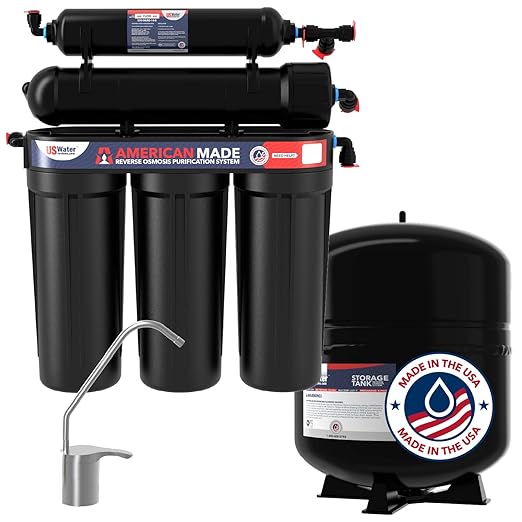 US Water Systems The All American 5 Stage Reverse Osmosis Water Filter – Made in USA, BPA-Free Under Sink Water Filter, High-Efficiency Reverse Osmosis System, Lifetime Support - Chrome Faucet