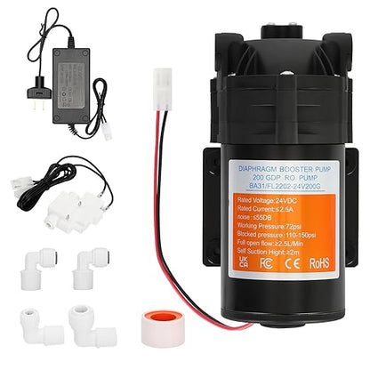 2025 Upgraded Betollo 8800 Booster Pump Kit, Suitable for Household Reverse Osmosis Water Filtration System Standards or Manifolds up to 200 GPD,Bring a High-Voltage Switch