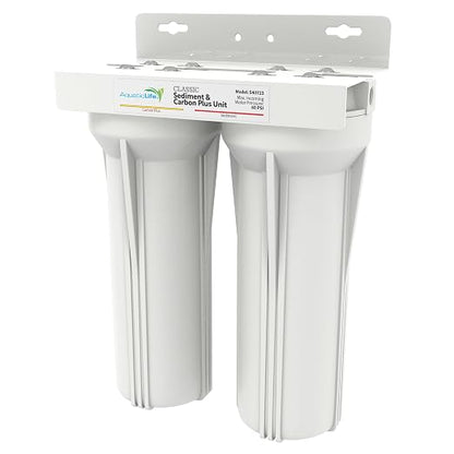 AquaticLife 2-Stage Sediment and Carbon Plus Water Filter System | Captures sediment and reduces chlorine and chloramine for freshwater aquarium water or pretreatment before RO/DI systems