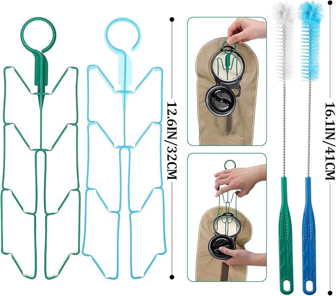 Patelai 8 in 1 Hydration Bladder Cleaning Kit Includes 3 Different Brushes and Drying Collapsible Bladder Frame, Water Reservoir Backpack Cleaning Kit