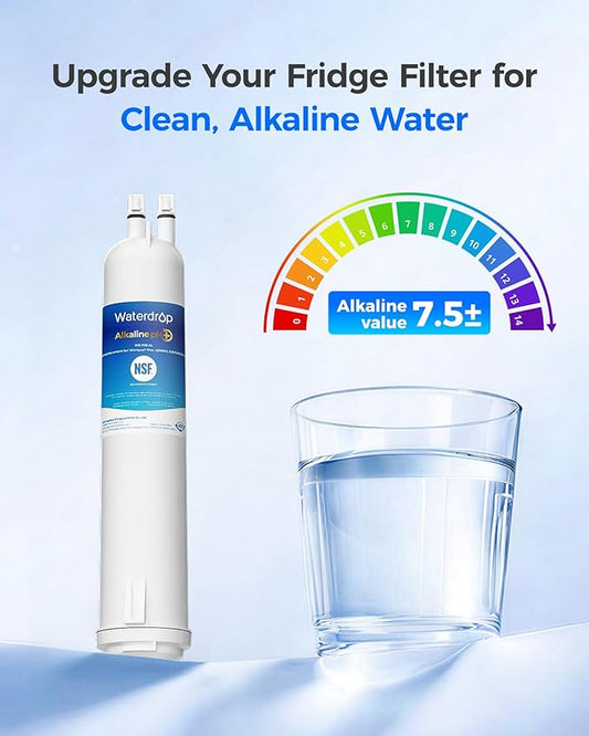 Waterdrop 𝐀𝐥𝐤𝐚𝐥𝐢𝐧𝐞 WD-F08-AL Replacement for 4396841, Everydrop® Filter 3, EDR3RXD1, 4396710, Kenmore® 46-9083, 46-9030, 𝐄𝐧𝐡𝐚𝐧𝐜𝐞𝐬 𝐩𝐇 Refrigerator Water Filter