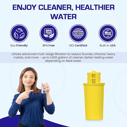 Crystal Quest SMART/Fluoride Removal Water Filter Pitcher Cartridge – Advanced Filtration for Clean, Healthy Water, Removes Contaminants, Long-Lasting, Easy Installation - 1,000 Gallons