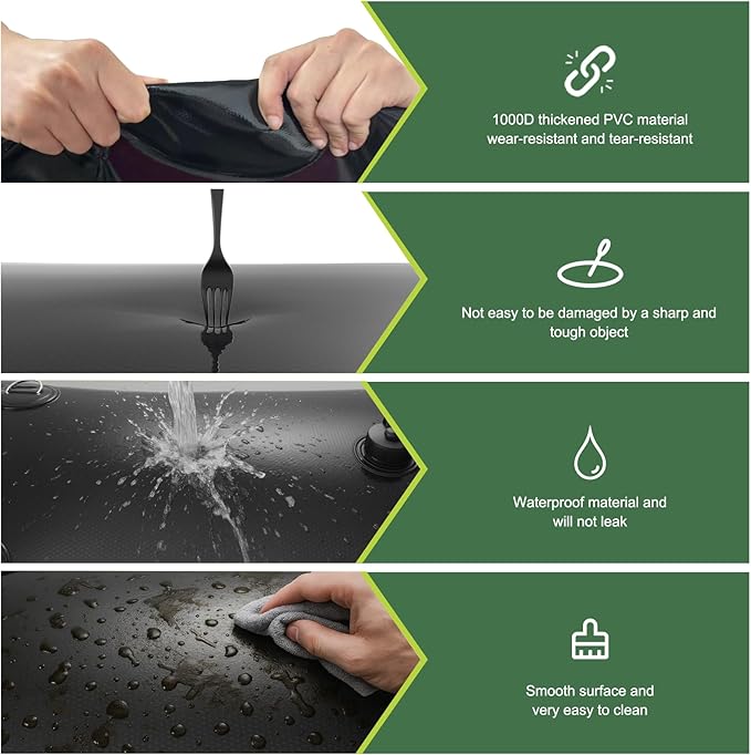 100 Gallon Water Bladder, 1000D PVC Foldable Portable Water Tank, Black Large Capacity Water Bag Container for Garden, Drought Resistance, Fire Prevention, Emergency Supply