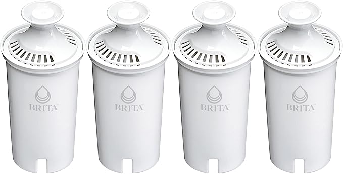 Brita Small 6 Cup Water Filter Pitcher, Made Without BPA, White, Metro, 4 Count Standard Replacement Filters