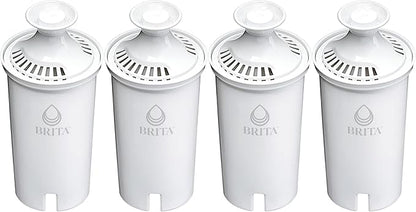 Brita Small 6 Cup Water Filter Pitcher, Made Without BPA, White, Metro, 4 Count Standard Replacement Filters