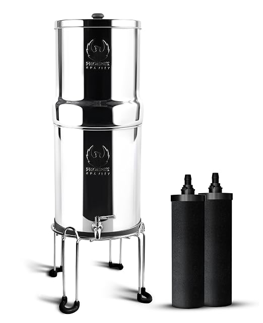 Phoenix Gravity 1.5G Water Filter System with Steel Stand & Carbon Filters