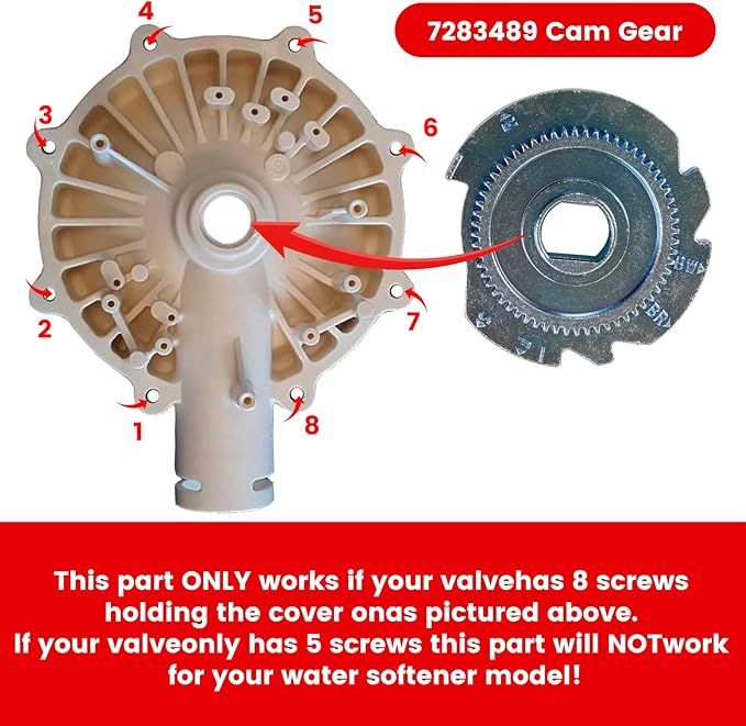 7384691 7286039 Water Softener Motor and Cam Gears Kit for High Flow 1" Systems, Replaces 7281291, 7234731, 7228900, 7223015, 7228544, 7252381, 7250622, WS26X10021, WS26X21821, OEM with Screws