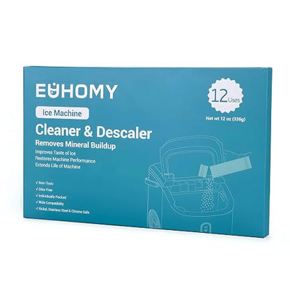EUHOMY Ice Maker Cleaner & Descaler | 12 Use & Individually Packed for Each Use | Ice Machine Cleaner with Organic Citric Acid Descaling Powder Compatible with All Brands
