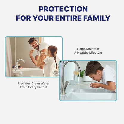 Nu Aqua 3-Stage Main Line Whole House Water Filter System w/Pressure Gauges (20” x 4.5”) | Reduce Heavy Metals, Chlorine, Odors | Sediment, Granular Carbon, Carbon Block - Home Filtration