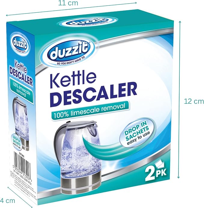 Duzzit Kettle Descaler Limescale Remover Easy To Use Drop In Sachet, Blue, (Pack Of 2)
