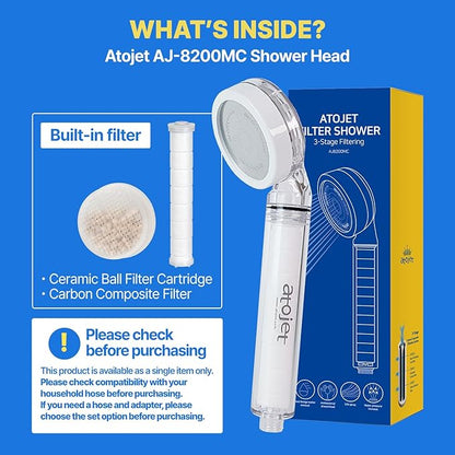 Filter Showerhead Inspired by Korea’s Beauty Culture – Pure Carbon Filters for Softer Skin & Smoother Hair | Carbon Composite Filter | Single Showerhead (AJ8200MC-SNG-1)