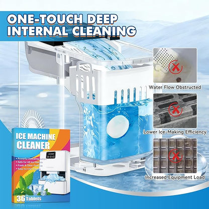 Ice Machine Cleaner, 36 Pack Ice Maker Cleaner for Crystal Clear Ice, Ice Machine Descaler Tablet for Most Countertop, Remove Hard Water and Mineral Buildup (36.01Count (Pack of 1))