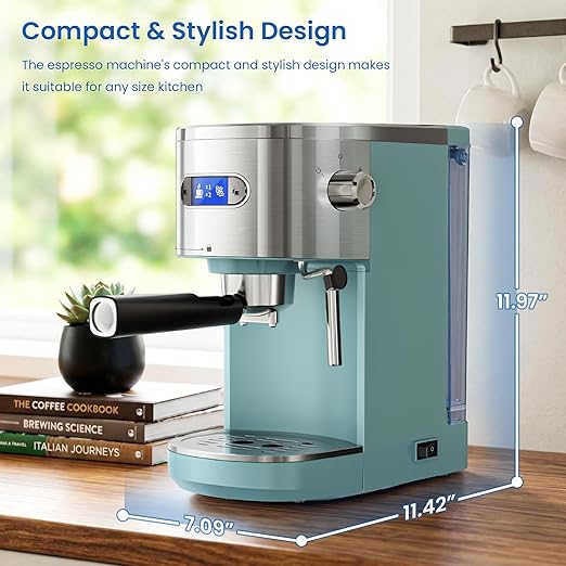 COWSAR Espresso Machine,Expresso Coffee Machines,Espresso Maker with Milk Frother Steam Wand & 40oz Removable Water Tank，Stainless Steel Compact Cappuccino & Latte Machine