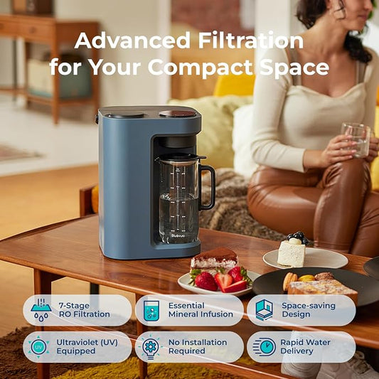 Bluevua RO100ROPOT-Lite(UV) Countertop Reverse Osmosis Water Filter System, Blue, with One Extra Replacement Filter, Bundle