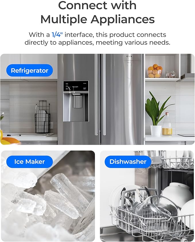 Waterdrop 15UC-UF 0.01 μm Inline Water Filter for Refrigerator, 2 Years, In Line Water Filter for Icemaker, Ideal for Ice Maker, RV, Refrigerator, 1/4 inch Direct Connect, NSF/ANSI 42 Certified