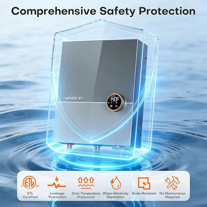 27kW Tankless Water Heater Electric 240V, On Demand Hot Water, Automatically Maintains Water Temperature, Up to 6.5 GPM, WiFi Control, ETL Eertified, Eco, WM27V Plus
