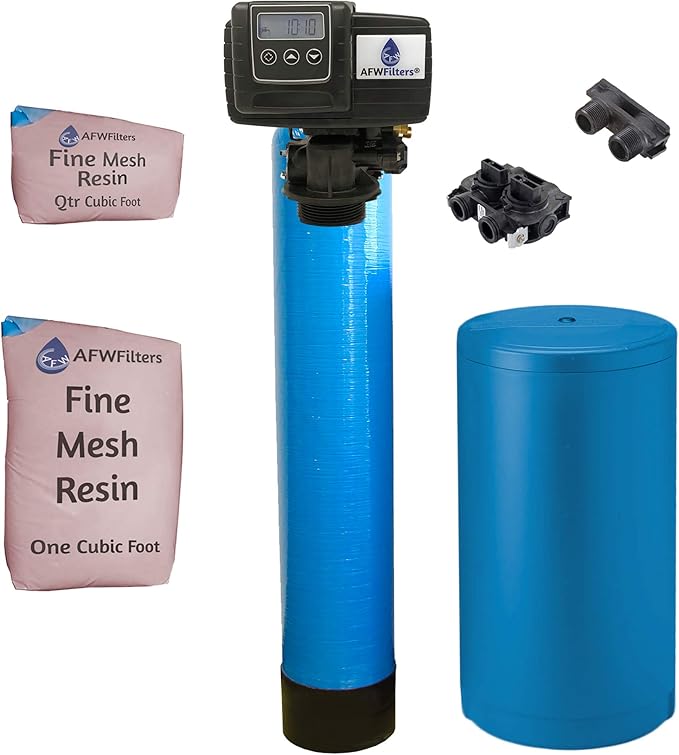 IRON Pro 2 Combination water softener iron filter Fleck 5600SXT digital metered valve for whole house (40,000 Grains, Blue)