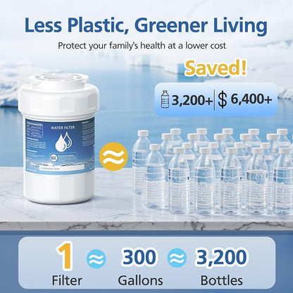 MWF Water Filter Compatible with GE® MWF®, SmartWater MWFP, MWFA, MWFINT | GWF, GWFA, HDX FMG-1, Kenmore® 9991, High Efficiency Filtration and Every 6 Months Value, NSF Certified, 4 Pack