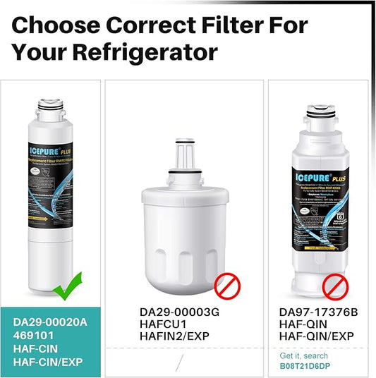 ICEPURE DA29-00020B NSF/ANSI 53 and NSF/ANSI 42 Refrigerator Water Filter, Replacement for Samsung DA29-00020A/B, DA29-00020B-1, HAF-CIN/EXP, RF263BEAESR, RF28HMEDBSR, RS25J500DSR, 3PACK