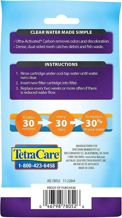 Tetra Whisper XS Filter Cartridges for Aquariums, 8 Count, Ready to Use, Fits Whisper Filters for Fish Tanks Up to 3 Gal