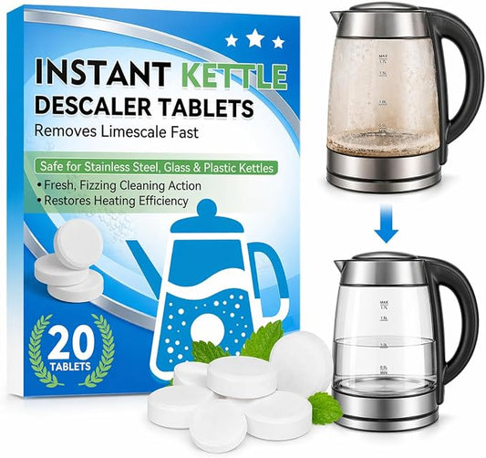 Kettle Descaler Tablet, Kettle Cleaner Remove Hard Water & Mineral Buildup, Hardwater Stains, Citric Acid for Cleaning & Descaling Water Distillers, Boilers, Limescale Remover For Kettles