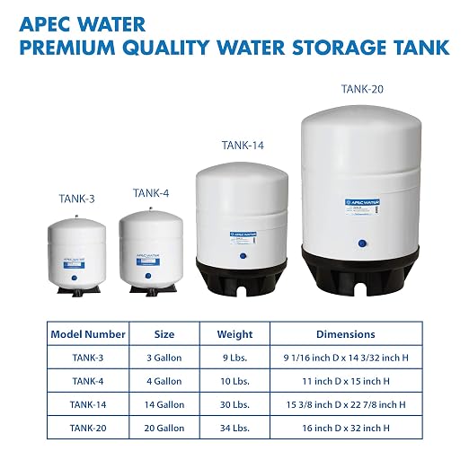TANK-14 14 Gallon Pre-pressurized Reverse Osmosis Water Storage Tank & APEC Tank Ball Valve with 3/4 inch NPTF and 3/8” Output (TBVAL34-38 for Upgraded System)