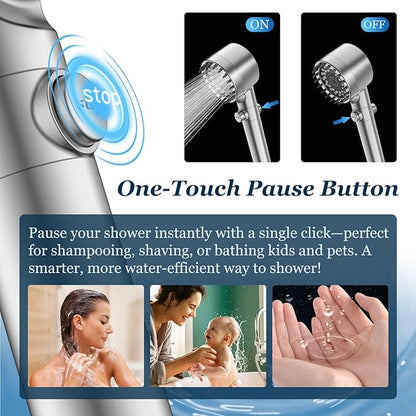 FEELSO Filtered Shower Head with Handheld, High Pressure 4 Spray Showerhead with Filters & Upgraded Anti-clog Nozzles for Hard Water -Remove Chlorine, Reduce Dry Itchy Skin -ON/OFF Switch